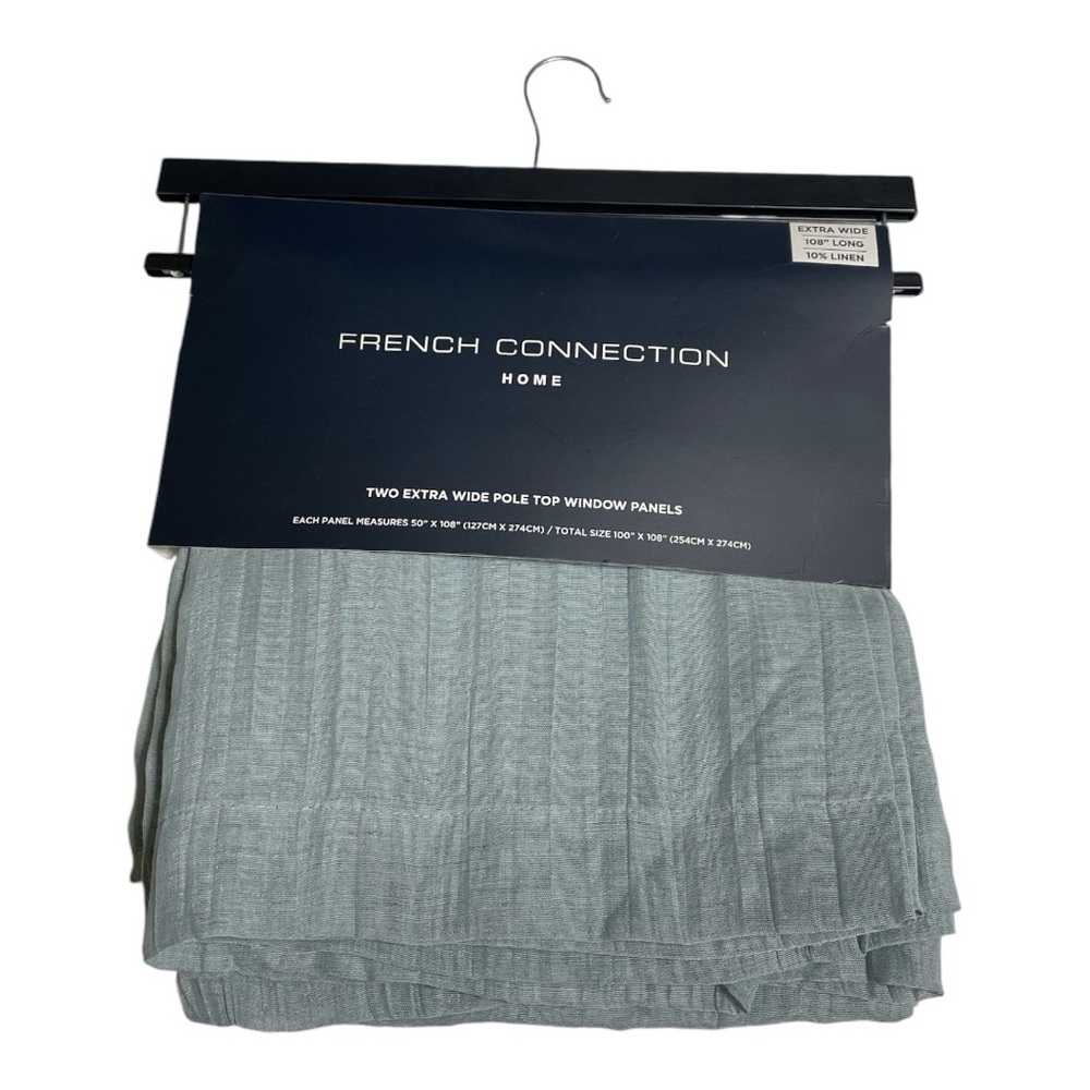 NWT French Connection Charter Crushed Polylinen Semi Sheer 2 Panels Aqua… - Picture 2 of 7